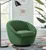 Kieon Velvet Fabric Barrel Chair In Green Colour