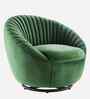 Kieon Velvet Fabric Barrel Chair In Green Colour