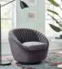 Kieon Velvet Fabric Barrel Chair In Grey Colour