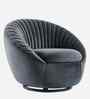 Kieon Velvet Fabric Barrel Chair In Grey Colour