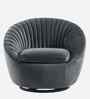 Kieon Velvet Fabric Barrel Chair In Grey Colour