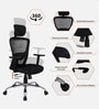 Kiki Breathable Mesh High Back Ergonomic Chair with Adjustable Lumbar Supportin Black Colour