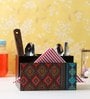 Red Mdf Wood Cutlery Holder