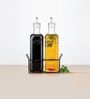 Set Of 2 Oil Bottle & Metal Rack 0.6 Litre