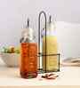 Set Of 2 Oil Bottle & Metal Rack 0.6 Litre
