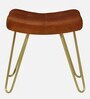 Kim Leather Seating Stool In Gold Colour