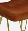 Kim Leather Seating Stool In Gold Colour