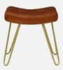 Kim Leather Seating Stool In Gold Colour