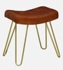 Kim Leather Seating Stool In Gold Colour