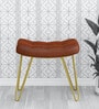 Kim Leather Seating Stool In Gold Colour