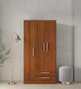 Kimura 3 Door Wardrobe in Glossy Teak Finish with Lock