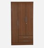 Kimura 3 Door Wardrobe in Glossy Teak Finish with Lock