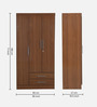 Kimura 3 Door Wardrobe in Glossy Teak Finish with Lock
