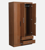 Kimura 3 Door Wardrobe in Glossy Teak Finish with Lock