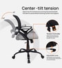 Kimura Mid Back Ergonomic Chair with Tilt Lock Mechanism in Grey Colour