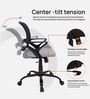 Kimura Mid Back Ergonomic Chair with Tilt Lock Mechanism in Grey Colour