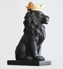 King Crown Lion Black Matte Polyresin Animal Figurine King Crown Lion Black Matte Polyresin Animal Figurine