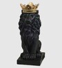 King Crown Lion Black Matte Polyresin Animal Figurine King Crown Lion Black Matte Polyresin Animal Figurine
