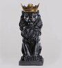 King Crown Lion Black Matte Polyresin Animal Figurine King Crown Lion Black Matte Polyresin Animal Figurine