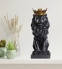 King Crown Lion Black Matte Polyresin Animal Figurine King Crown Lion Black Matte Polyresin Animal Figurine