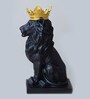 King Crown Lion Black Matte Polyresin Animal Figurine King Crown Lion Black Matte Polyresin Animal Figurine