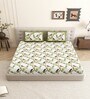 Green Birds Print 144 TC Cotton King Size  King Size Bedsheet With 2 Pillow Cover