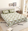 Green Birds Print 144 TC Cotton King Size  King Size Bedsheet With 2 Pillow Cover