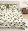 Green Birds Print 144 TC Cotton King Size  King Size Bedsheet With 2 Pillow Cover