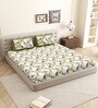 Green Birds Print 144 TC Cotton King Size  King Size Bedsheet With 2 Pillow Cover