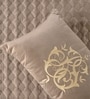 Beige 572 GSM Cotton King Sized Double Bedding set With 2 Pillow Covers And 1 Cushion Cover