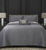 Grey 572 GSM Cotton King Sized Double Bedding set With With 2 Pillow Covers And 1 Cushion Cover