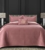 Pink 572 GSM Cotton King Sized Double Bedding set With 2 Pillow Covers And 1 Cushion Cover