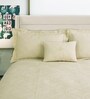 Cream 644 GSM Cotton King Sized Bedding Set, 2 Pillow Cover, 1 Cushion Cover