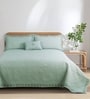 Green 644 GSM Cotton King Sized Bedding Set, 2 Pillow Cover, 1 Cushion Cover