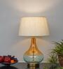 Kingham Glass Table Lamp with Fabric Shade (Bottle Green)