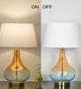 Kingham Glass Table Lamp with Fabric Shade (Bottle Green)