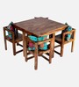 Kgston 4 Seater Print Table Set And With Teak Finish