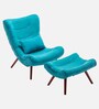 Kintze Chenille Chair With Ottoman In Blue Colour Kintze Chenille Chair With Ottoman In Blue Colour