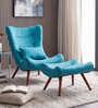 Kintze Chenille Chair With Ottoman In Blue Colour Kintze Chenille Chair With Ottoman In Blue Colour