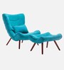 Kintze Chenille Chair With Ottoman In Blue Colour Kintze Chenille Chair With Ottoman In Blue Colour