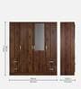 Kioshi 4 Door Wardrobe in Columbia Walnut Finish with Mirror & Lock
