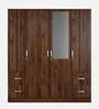 Kioshi 4 Door Wardrobe in Columbia Walnut Finish with Mirror & Lock