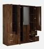 Kioshi 4 Door Wardrobe in Columbia Walnut Finish with Mirror & Lock