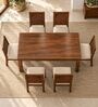 Kiran 6 Seater Dining Set In Provincial Teak Finish With Beige Colour Chair Kiran 6 Seater Dining Set In Provincial Teak Finish With Beige Colour Chair
