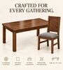 Kiran 6 Seater Dining Set In Provincial Teak Finish With Grey Colour Chair Kiran 6 Seater Dining Set In Provincial Teak Finish With Grey Colour Chair