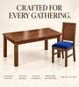 Kiran 6 Seater Dining Set In Provincial Teak Finish With Navy Blue Colour Chair Kiran 6 Seater Dining Set In Provincial Teak Finish With Navy Blue Colour Chair