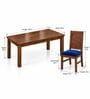 Kiran 6 Seater Dining Set In Provincial Teak Finish With Navy Blue Colour Chair Kiran 6 Seater Dining Set In Provincial Teak Finish With Navy Blue Colour Chair