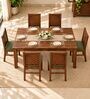 Kiran 6 Seater Dining Set In Provincial Teak Finish With Olive Green Colour Chair Kiran 6 Seater Dining Set In Provincial Teak Finish With Olive Green Colour Chair