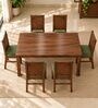 Kiran 6 Seater Dining Set In Provincial Teak Finish With Olive Green Colour Chair Kiran 6 Seater Dining Set In Provincial Teak Finish With Olive Green Colour Chair