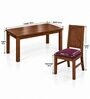 Kiran 6 Seater Dining Set In Provincial Teak Finish With Plum Colour Chair Kiran 6 Seater Dining Set In Provincial Teak Finish With Plum Colour Chair